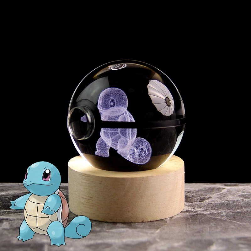 

Pokemon Squirtle Crystal Ball Model Toys, 3D Laser Engraving, Handicrafts, Game Souvenir, Christmas Gifts for Kidscm