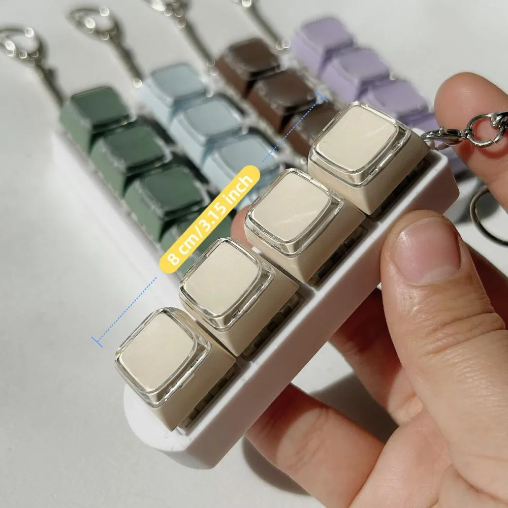MAYSHOW Fidget Keychain , 4 Keys Pressure Relief Finger Keyboard Caps , DIY Key Keyboard Keycap Pass The Time Clicker Adult Toys