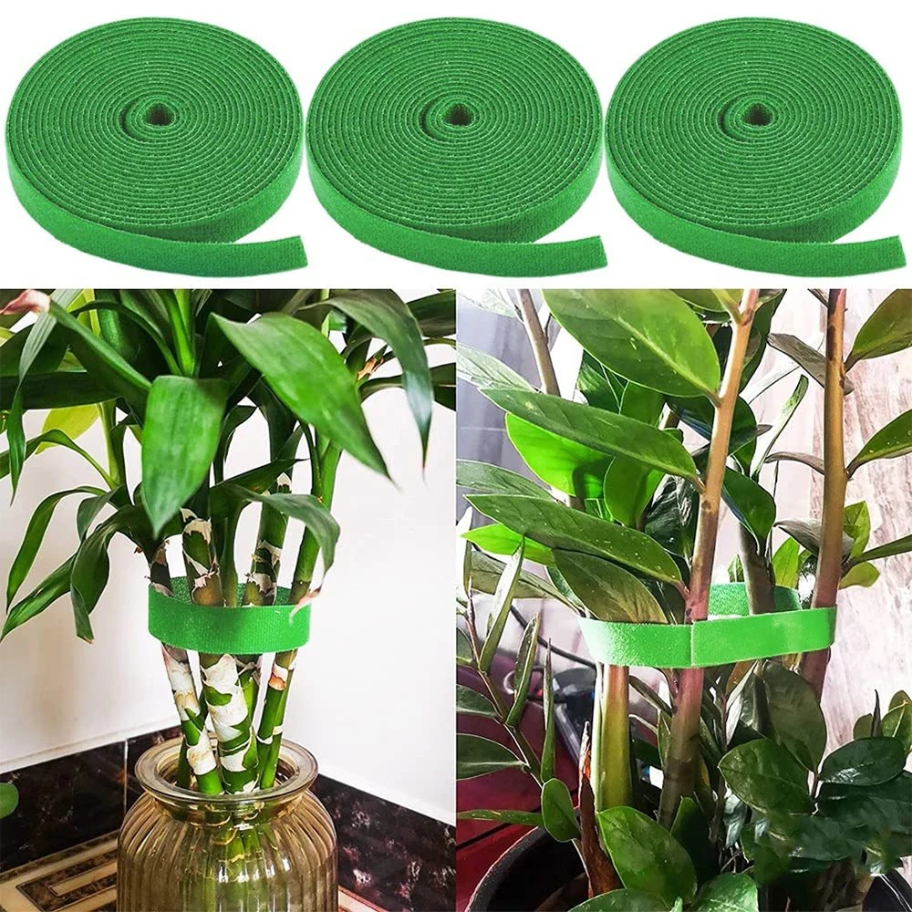 5M Nylon Plant Bandage Tie Reusable Plant Hook Loop Ties Green Fastener Tape Bamboo Cane Wrap Support Home Garden Accessories