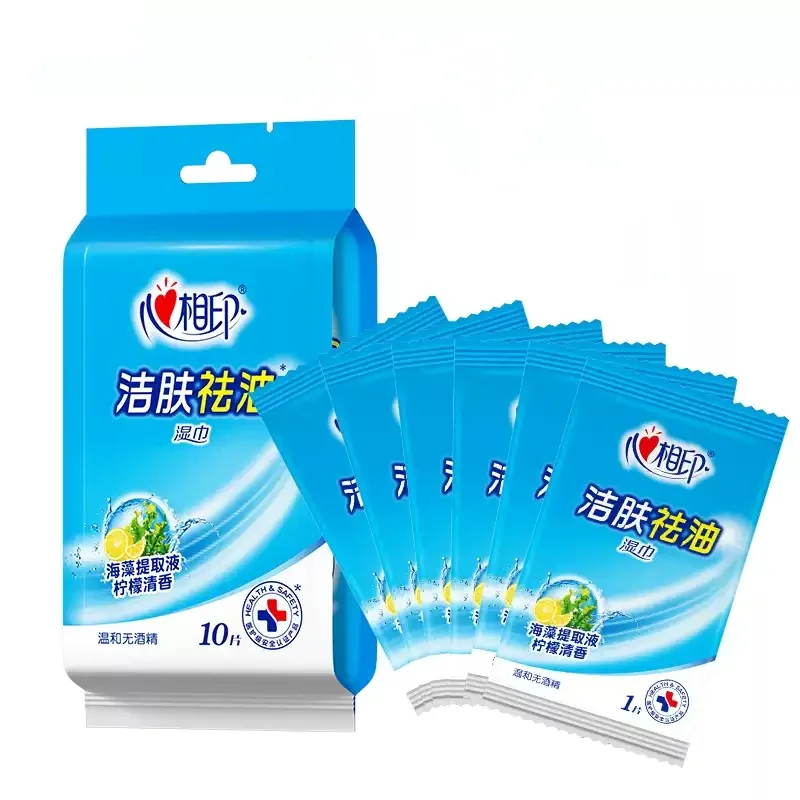 Family Household Soft Wet Tissues 10 Single Pack Sheet Mild Skin Friendly Pocket Wipes for Home Daily Hand and Light Grease Care