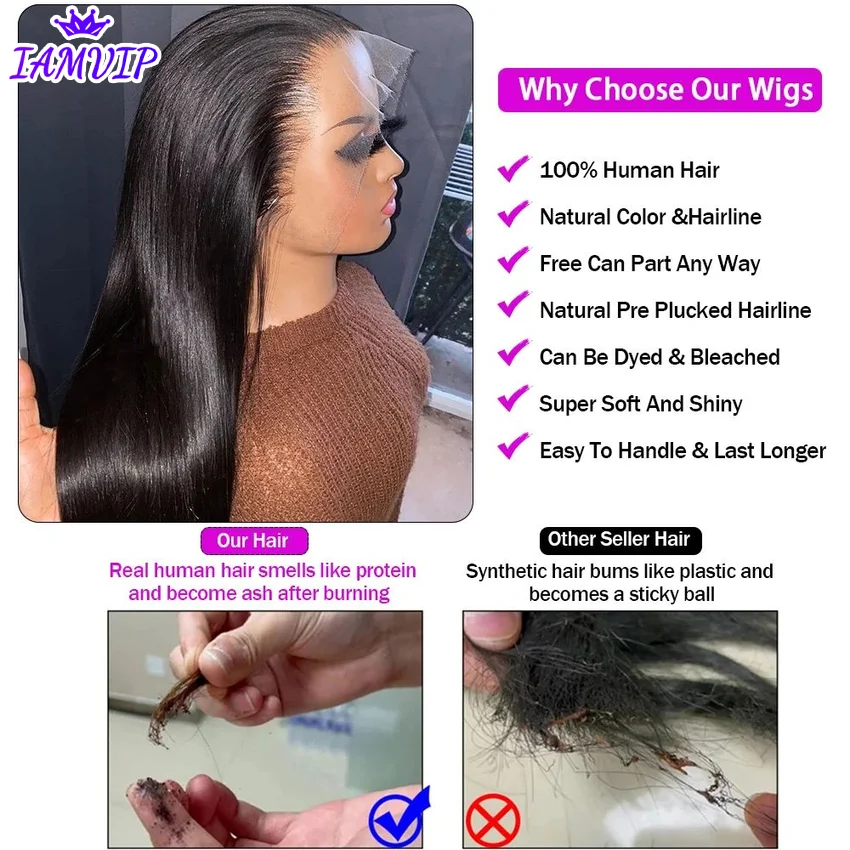 Rambut manusia dengan kepadatan 250 renda Wig Frontal 360 Full Hd renda depan Wig sebelum dipetik Wig tanpa lem 30 inci 13x6 Wig depan renda lurus