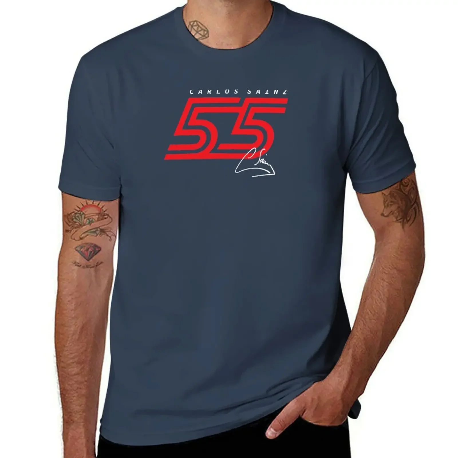 vintage clothes plain blacks t shirt men Carlos Sainz 55 T-Shirt harajuku graphic t shirts streetwear men clothing