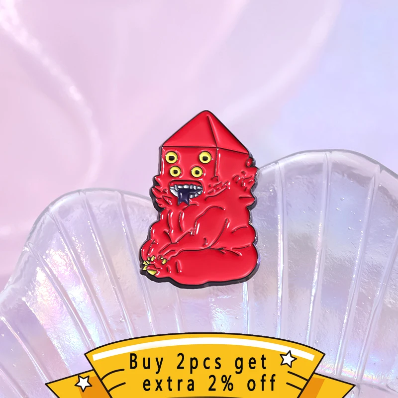 Cartoon Comedy Comics Enamel Pin Animation Red Monster Brooch Lapel Backpack Badge Adventure Jewelry Gifts For Fans Friends