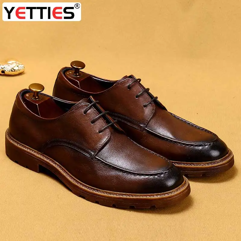 

Business leisure leather shoes genuine leather soft soles for breathability Men's formal shoes thick soles and elevated height