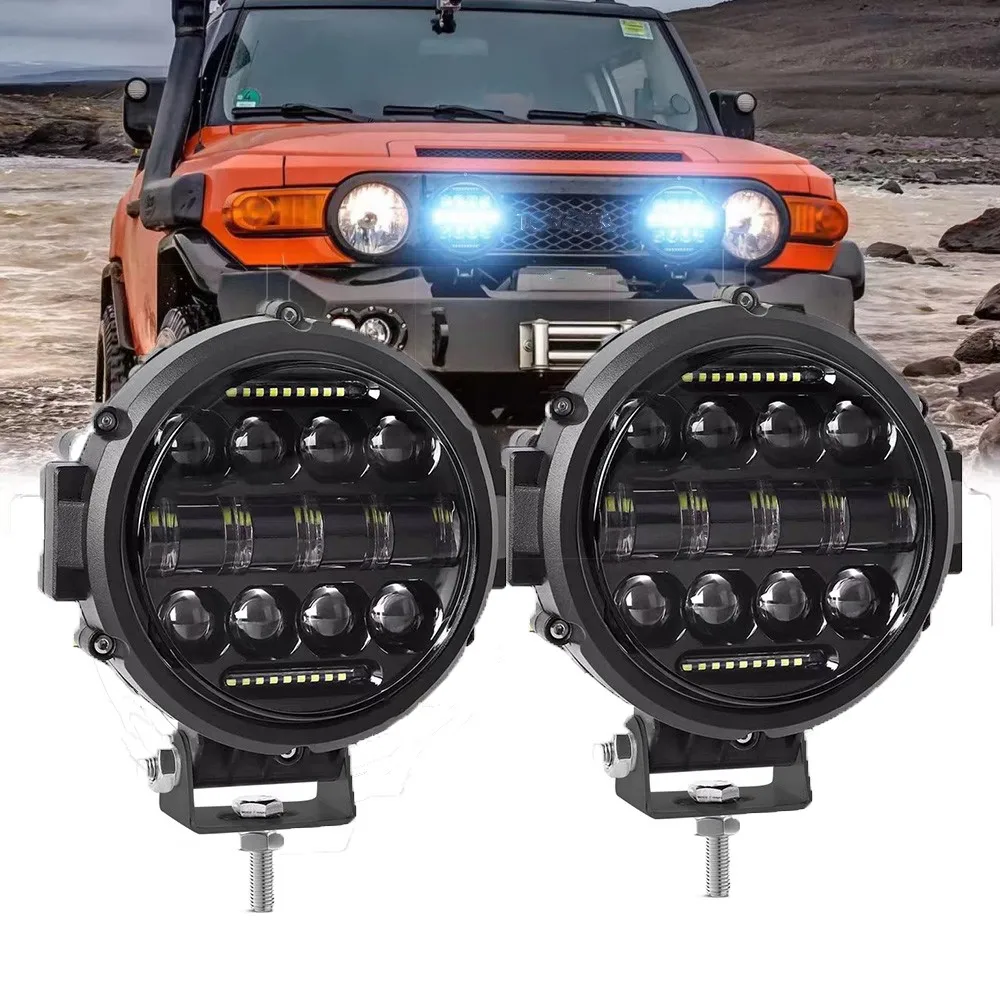 7inch LED Pods Driving Light 75W Offroad LED Work Light Bar White DRL Light Flood Spot SUV ATV Tractor Truck LED Light