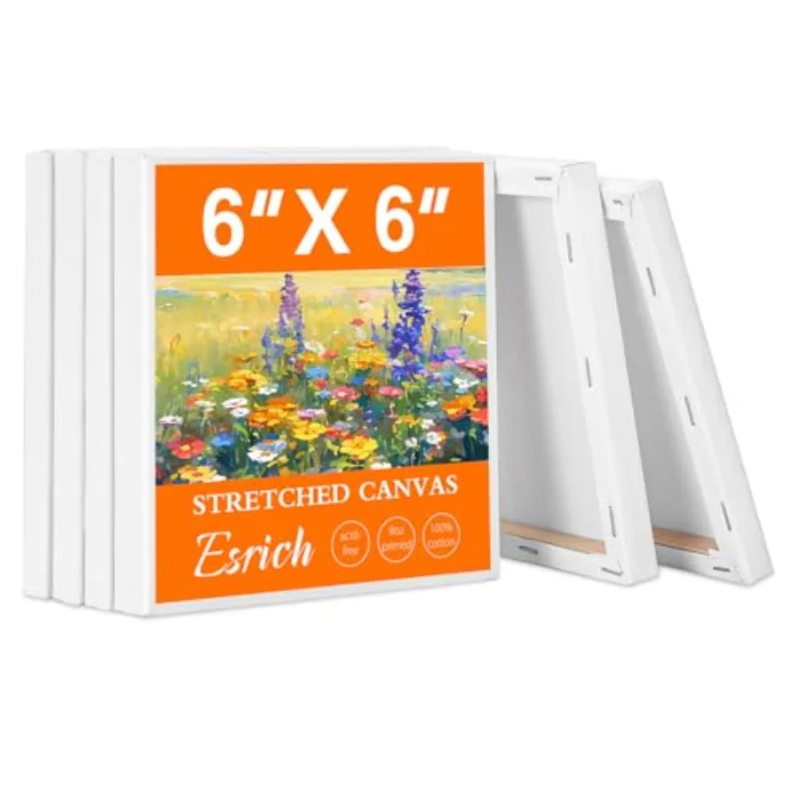 

Small Stretched Canvas for Painting x inch, 2/5''Profile Art Primed Pack Canvases for Painting, Cotton Small Professional Blank