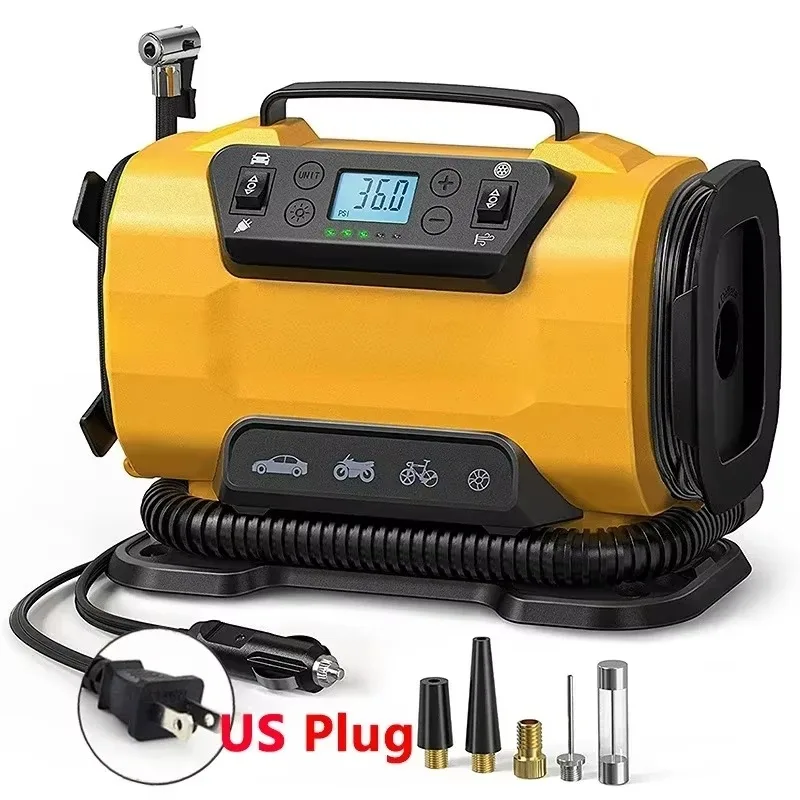 Dual Power Car Air Compressor Portable 110V-230V Air Car Compressor Inflator Pump Tire Inflator for Car Boat Bicycle Mattress