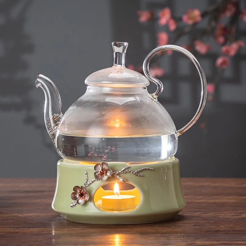 Creative Tin Plum Decoration Teaware Teapot Trivets Tea Warmer Holder Hotel Restaurant Home Tea Stove Candle Holder Heating Base