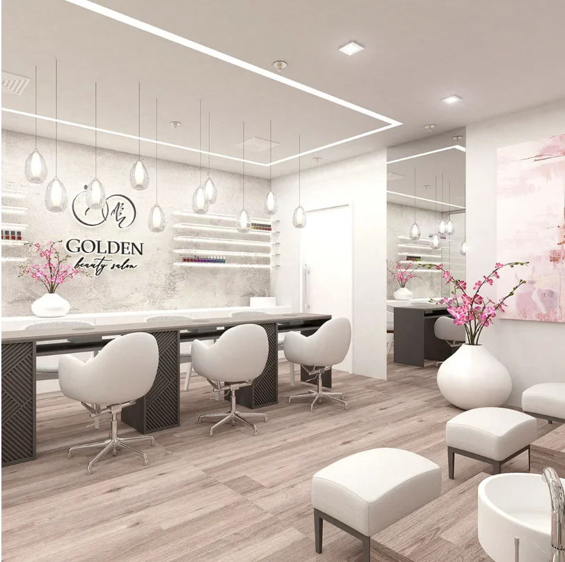 Aangepaste nagelwinkel schoonheidssalon moderne stijl decoratie receptie manicure tafel hele winkel meubilair