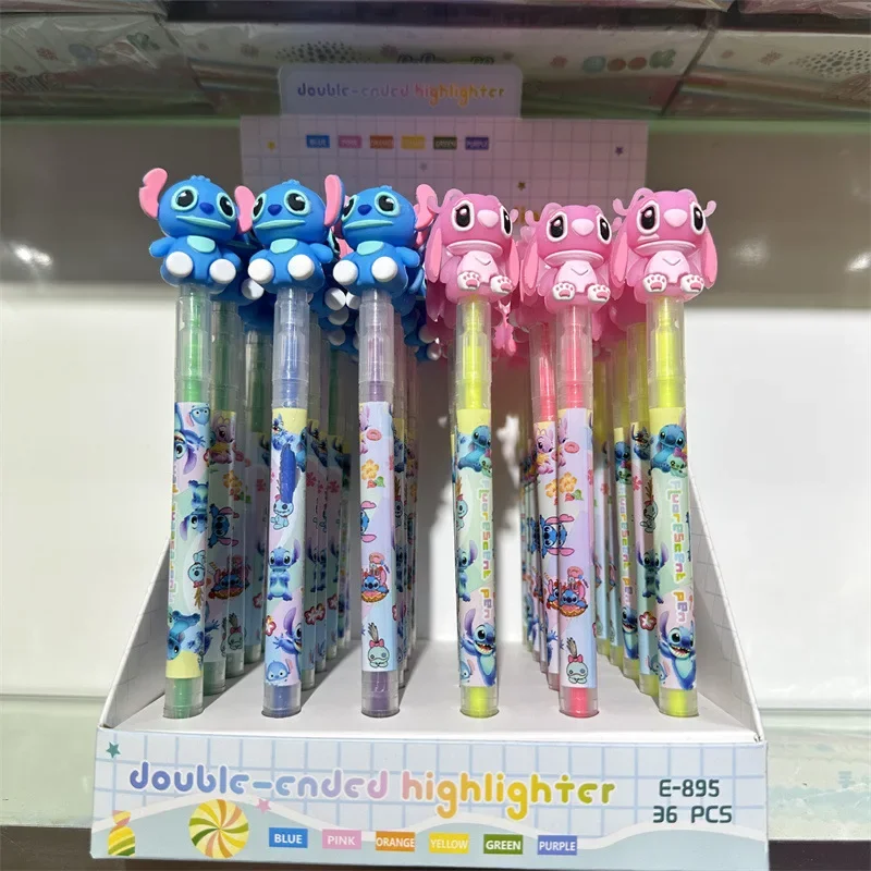 New Disney Stitch Double Head Highlighter Emphasis Marker Doodle Pen Kids Drawing GraffitiStudent School Supplies Gifts children