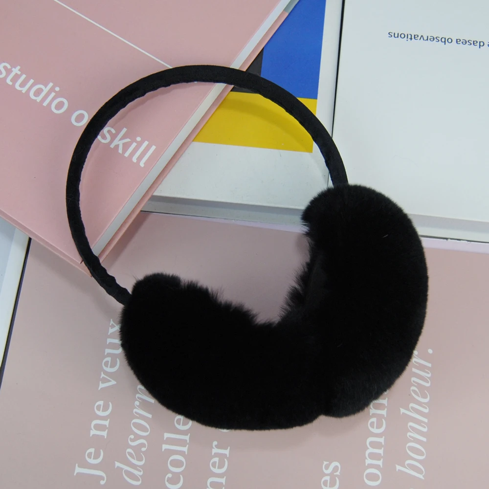 Winter Outdoor Windproof Women Real Rex Rabbit Fur Earmuffs Rex Rabbit Fur Earmuff Lovely Girl Genuine Rex Rabbit Fur Ear-caps