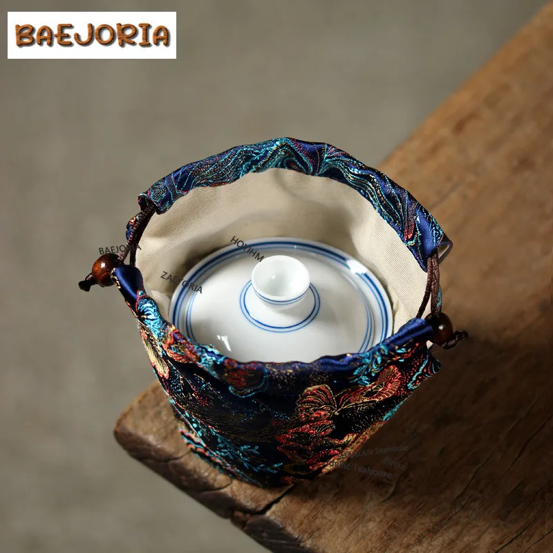 BAEJORIA Cotton Fabric Tea Cozies Aesthetic Bundle Tea Cozy For Teapot Portable Bag Travel Tea Set Bag Tea Ceremony Collection