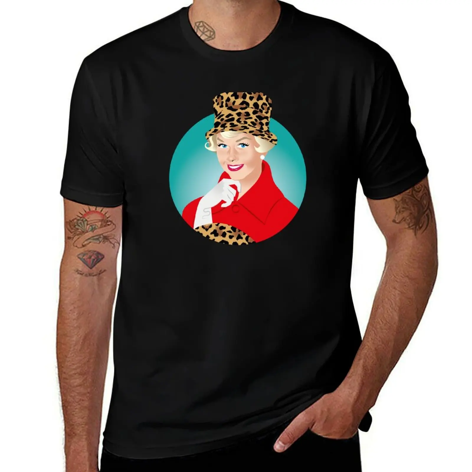 Lady in leopard print hat T-Shirt graphic t shirts shirts graphic mens big and tall t shirts