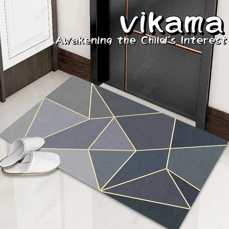 VIKAMA Simple Geometric Crystal Pile Living Room Carpet Bedroom Office Entryway Dirty Resistant Easy Care Carpet