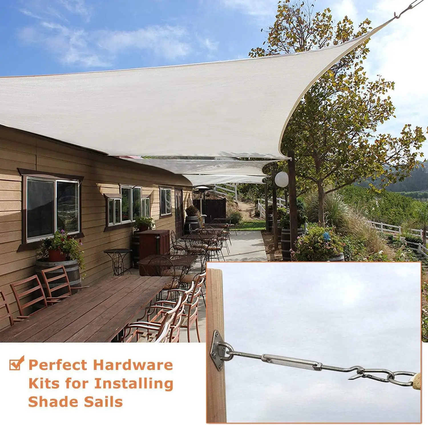 304 stainless steel accessories, rhombus door buckle, flower basket screw wire, sunshade sail, sunshade mesh cover