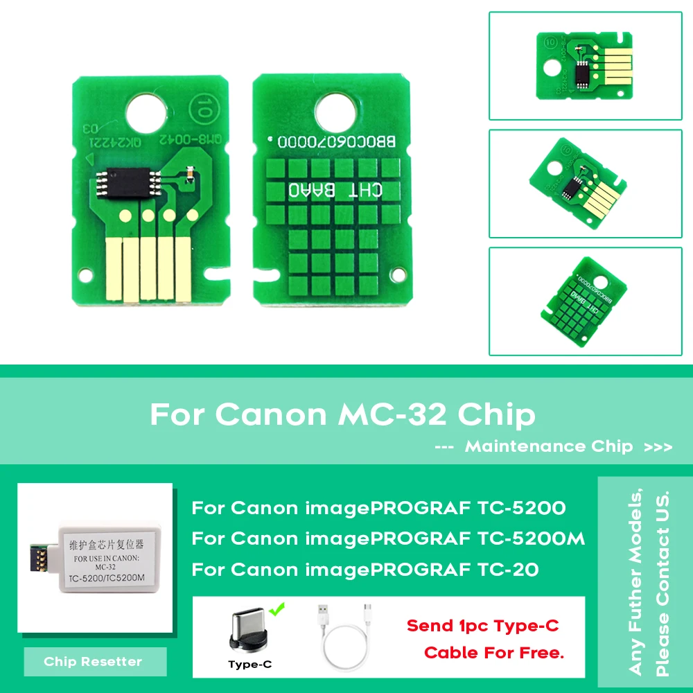 MC-32 MC32 Waste Ink Tank Maintenance Box Chip For Canon imagePROGRAF TC 5200 5200M TC20 TC-5200 TC-20 Inkjet Printers - Image 3
