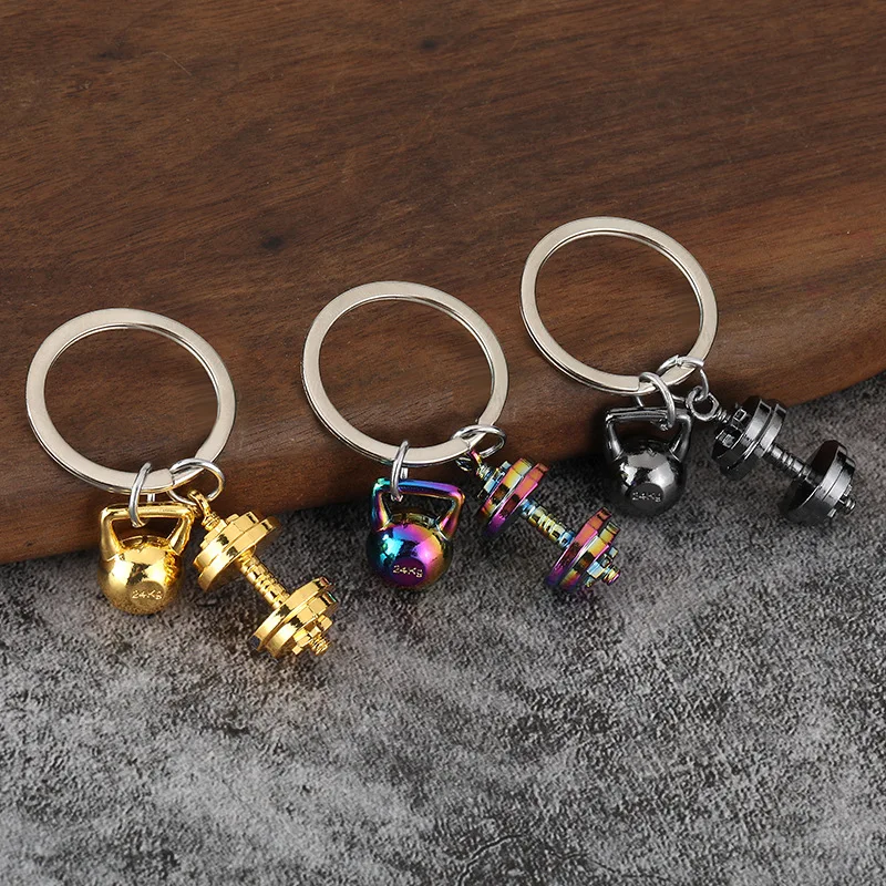 Llavero de Metal con Forma de Mancuerna, Decoración de Gimnasio, Regalo para Parejas, Imitación de Equipo Deportivo