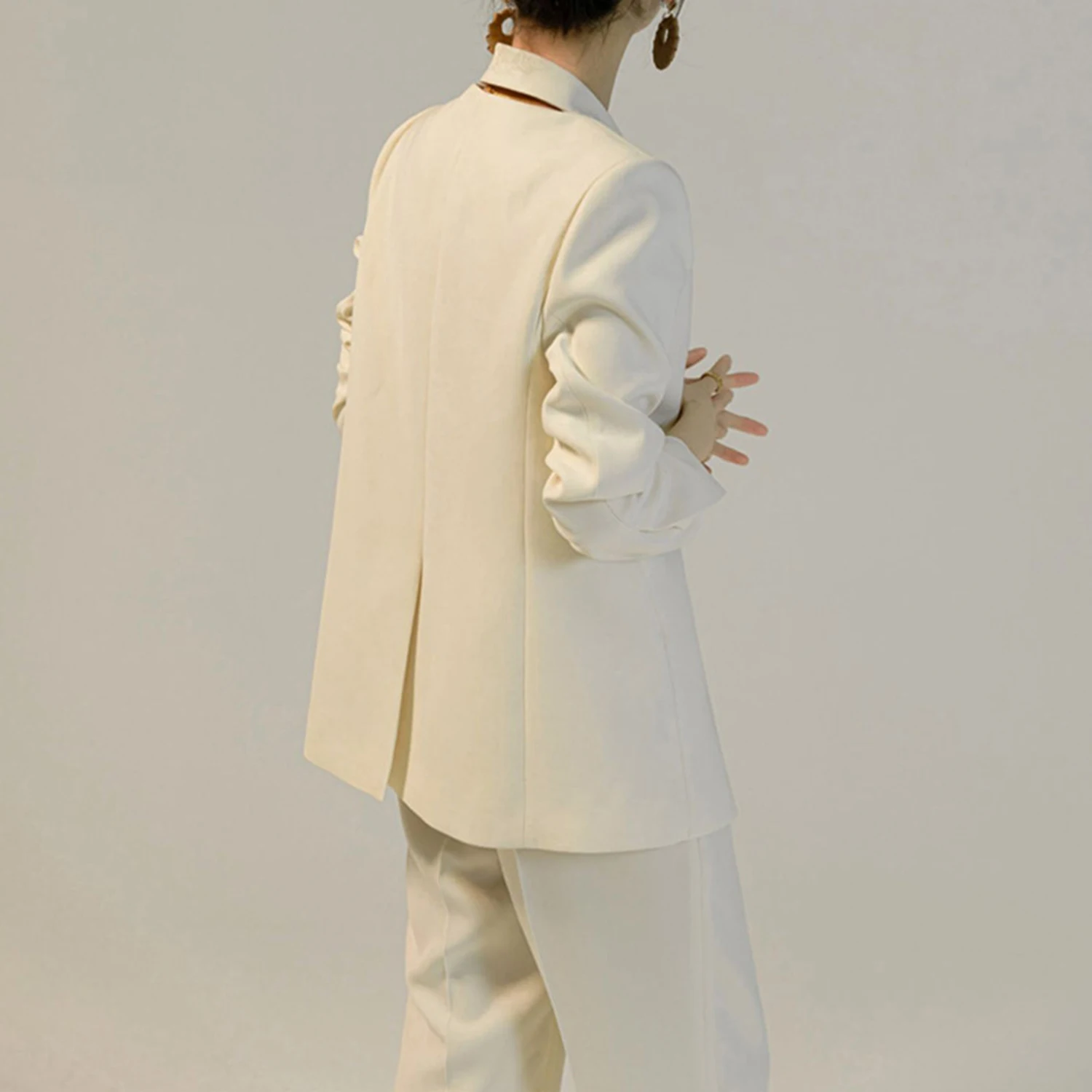 Allingentle Women's Suit Pantsuit 2 Piece Hidden Breasted Blazer & Pants Fashion Suit for Casual Office Customize