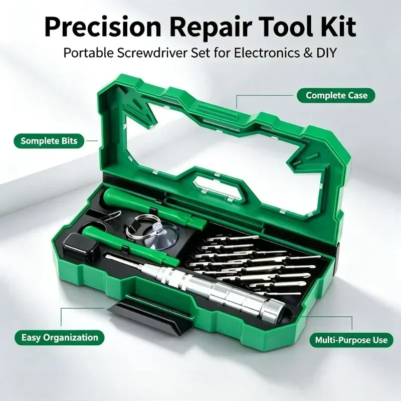 LAOA 25Pcs S2 Multifunctional High-Precision Screwdriver Set Mobile Phone Clock Repair