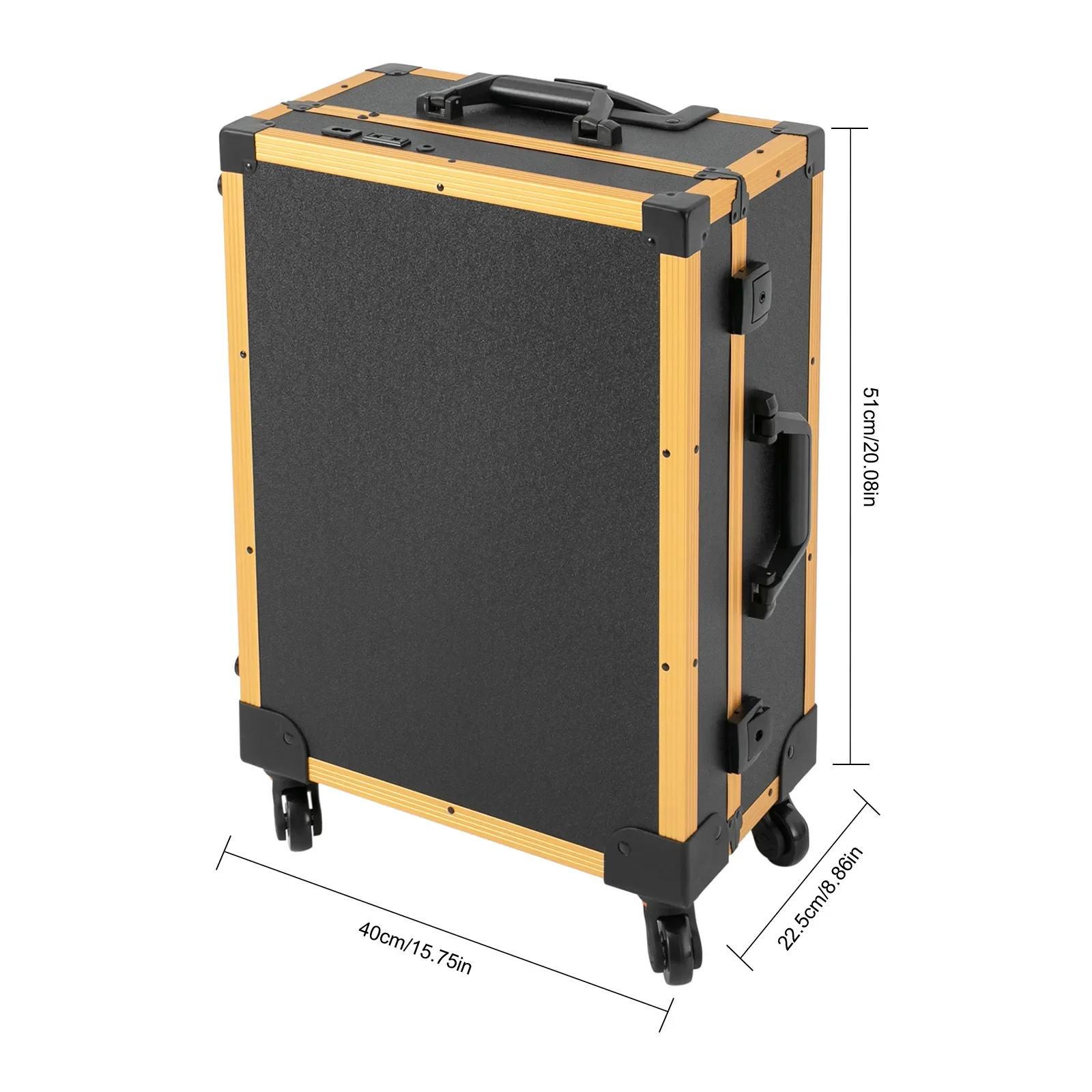 21-дюймовый профессиональный кейс для макияжа на колесиках с зеркалом со светодиодной подсветкой, регулируемой высотой и категориями для хранения