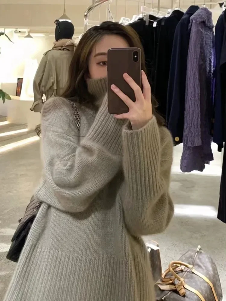 

2025 Autumn/Winter New Wool Turtleneck Sweater Women's High Neck Knit Pullover Soft Comfortable Top Loose Women's Tops