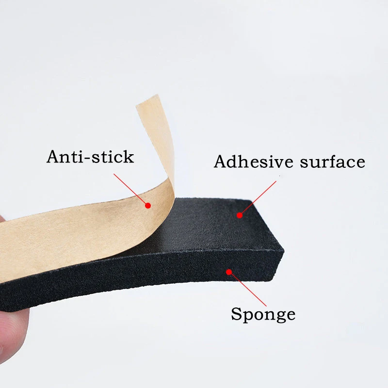 2/5m Black EPDM Foam Strip Self Adhesive Sponge Seal Strip Soundproof Anti-collision Seal Strip