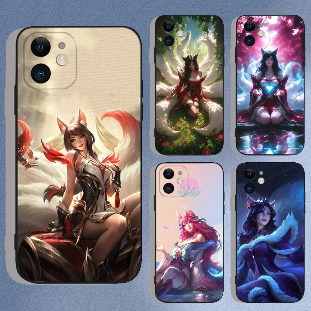 

Ahri League Of Legends Phone Case For iPhone 16e,16,15,14,13,12,11,XS,XR,X,8,7,Pro,Max,Plus,Mini Silicone Black Funda Shell
