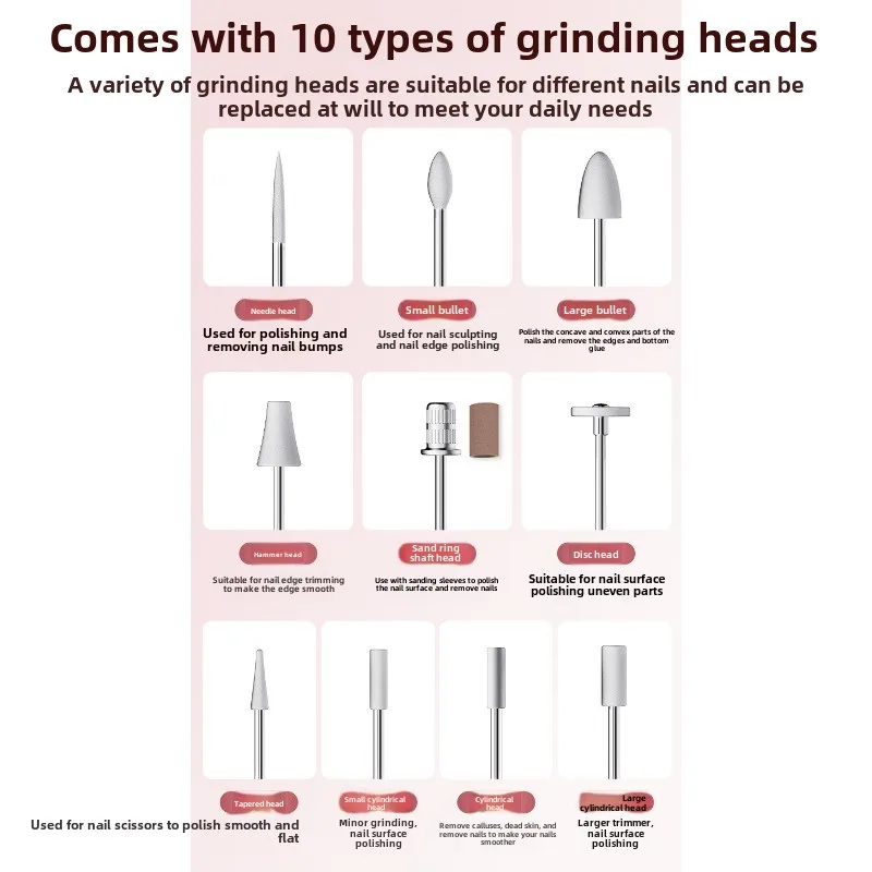 مزيل طلاء الأظافر الكهربائي المحمول، شاشة LED، ماكينة طحن وتلميع مانيكير، شحن من النوع C للاستخدام المنزلي