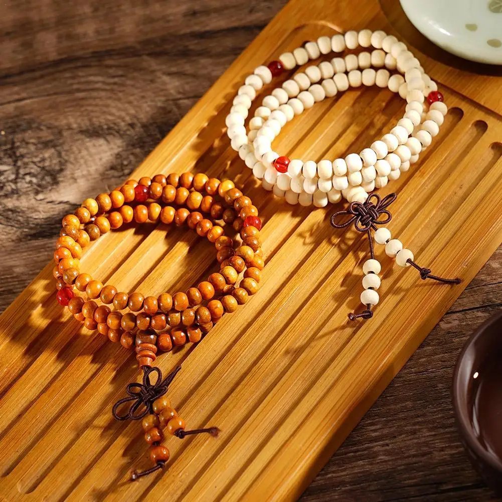 6mm Natural Sandalwood Buddhist Beads Bracelets 108 Beads Buddha Meditation Prayer Wood Beaded Bracelet layer Bangles Men Women