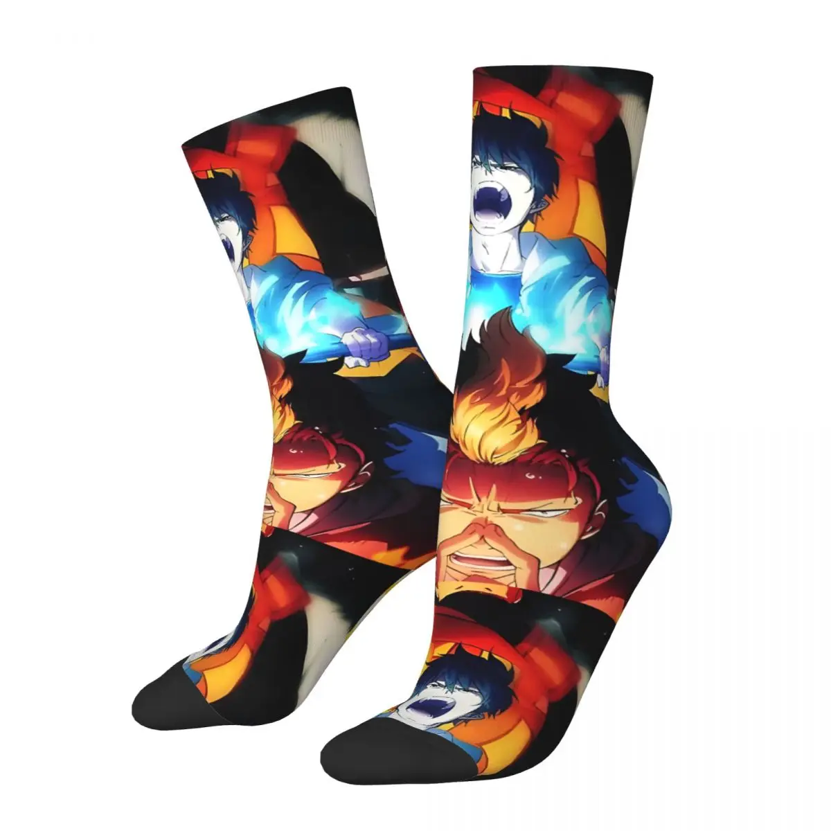 Hiphop Retro Exorcisme Gekke Mannen Compressie Sokken Unisex Blue Exorcist Anime Harajuku Naadloze Bedrukte Grappige Crew Sok