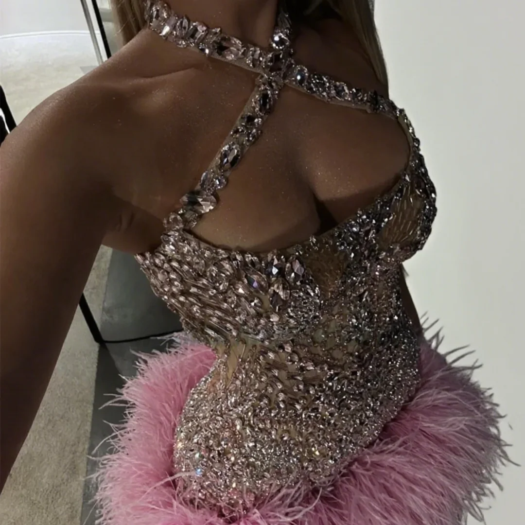 مثير الراين الرسن ريشة أكمام غمد حزب رسمي ثوب البسيطة فستان العودة للوطن للمراهقين مخصص