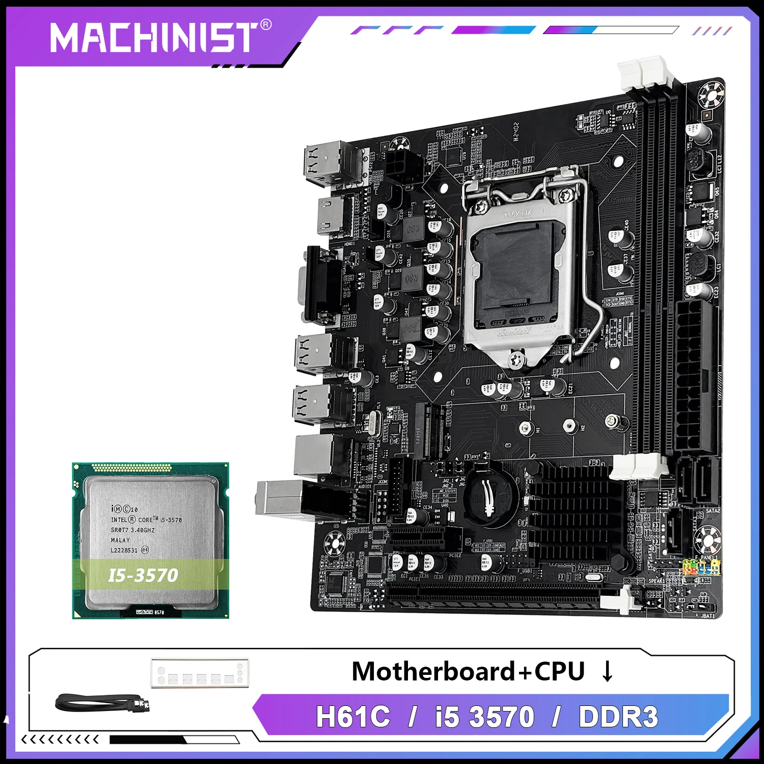 MACHINIST H61 Motherboard Intel Core i5 3570 CPU LGA 1155 Processor And DDR3 8GB(2*4GB) RAM Memory (Optional combo) - view 3