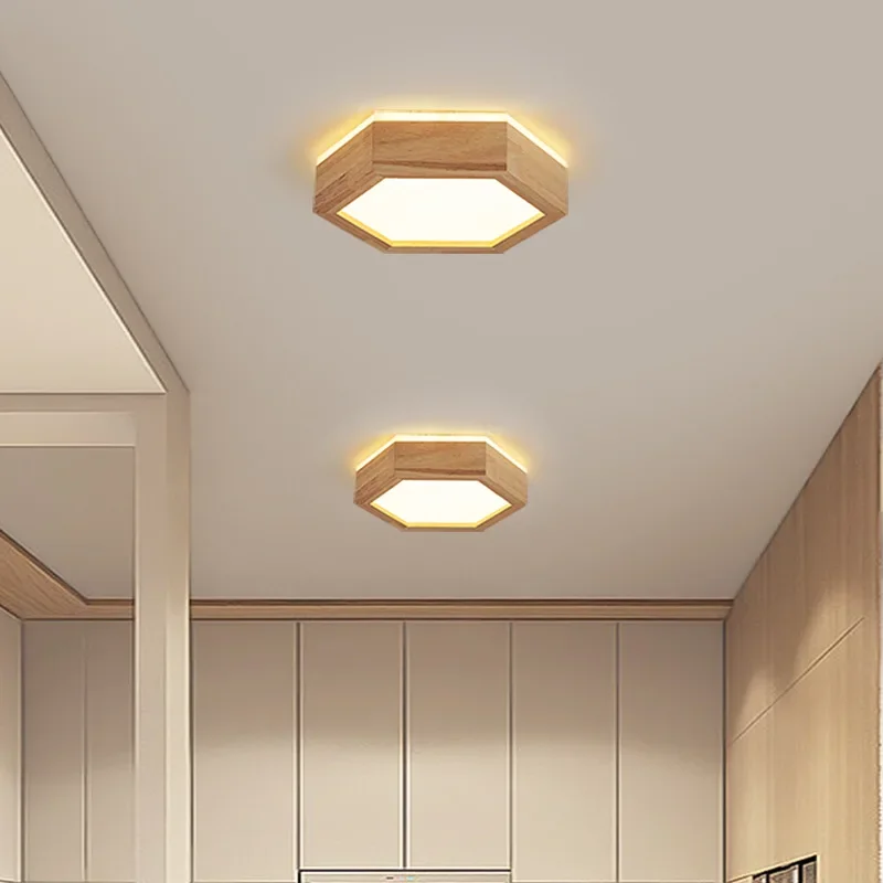 Modern LED Wood Ceiling Lamp for Living Room Dining Room Bedroom Aisle Ceiling Chandelier Indoor Decor Lighting Fixture Luster