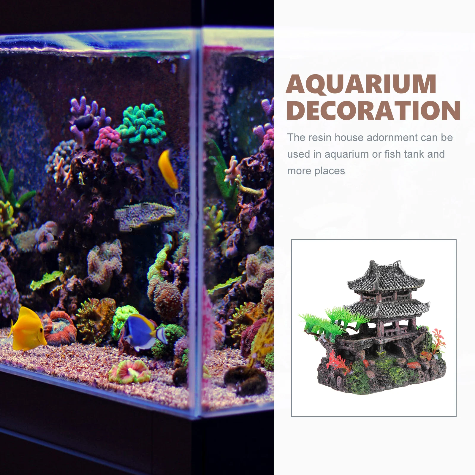 

Fish Tank Resin House Ornament Aquarium Hideout Cave Decoration Creative Underwater Landscaping Craft Fish House
