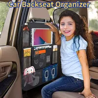 GEFENSI Car Backseat Organizer With Touch Screen Tablet Holder + 9 Storage Pockets Kick Mats Car Seat Back Protectors For Kids T