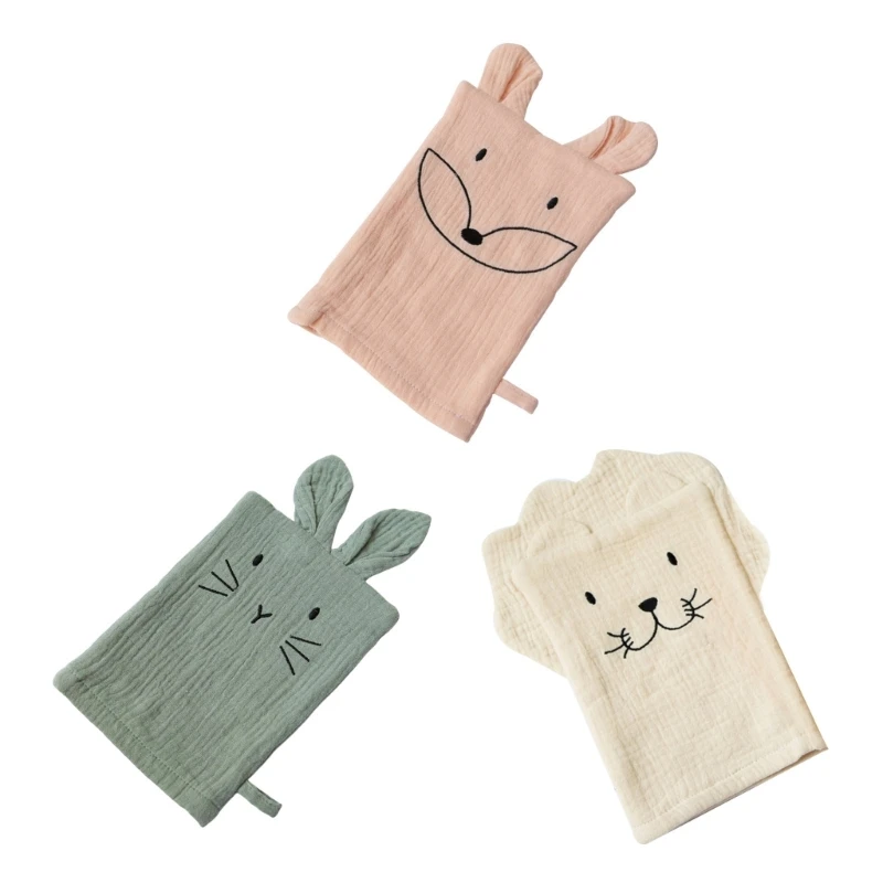 Guantes baño con forma Animal para bebé, toalla para frotar, accesorios baño para niños pequeños