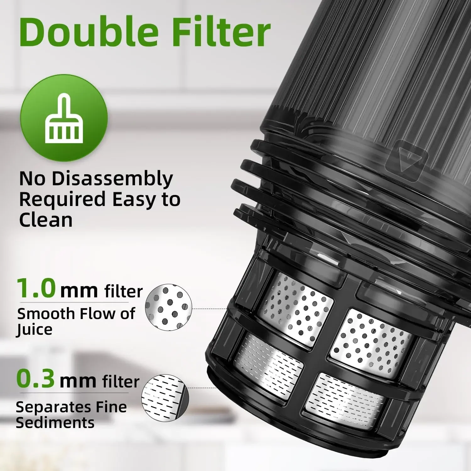 Juicer Machines, 350W Masticating Juicer with 5.8" Inch Large Feed Chute for Whole Fruits and Vegetables, Slow Juices Extractor