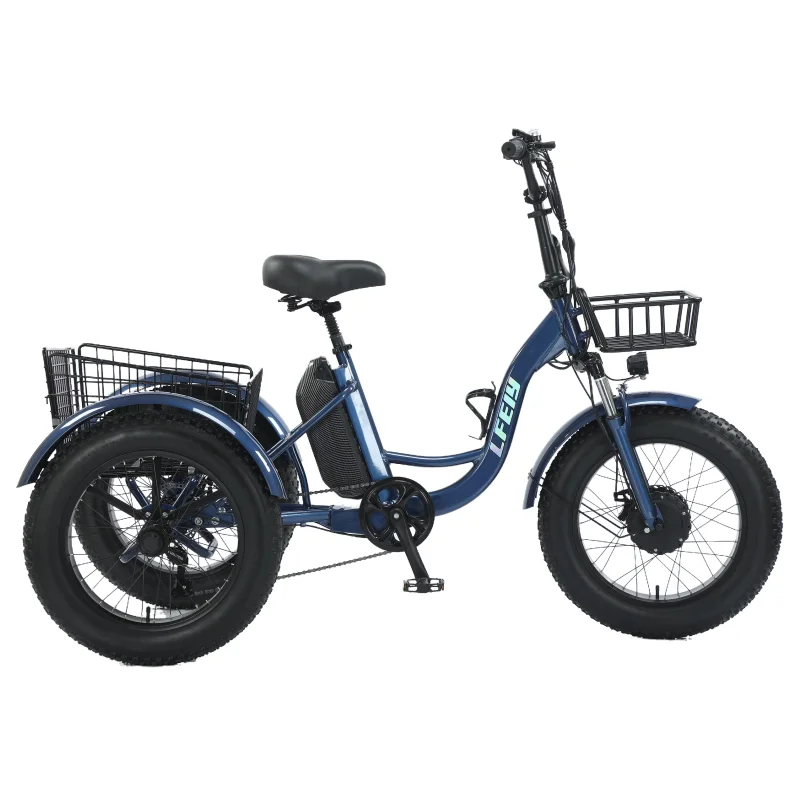 Electric Tricycle For Adult 3 Wheels 500W 48V Fat Tire Electric Cargo Bicycle Ladies Waterproof And Anti-Theft Battery Removable