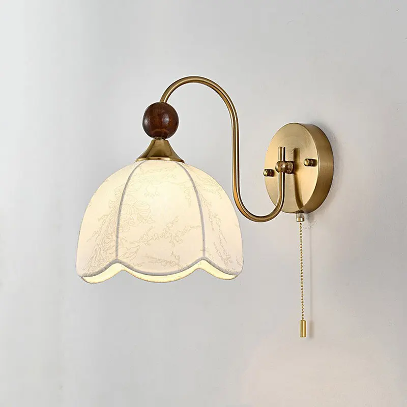 Nordic Retro Wall Light Fan-shaped Creative Wall Lamp Living Room Dining Room Bedroom Bedside Home Decoration Lighting Lamp