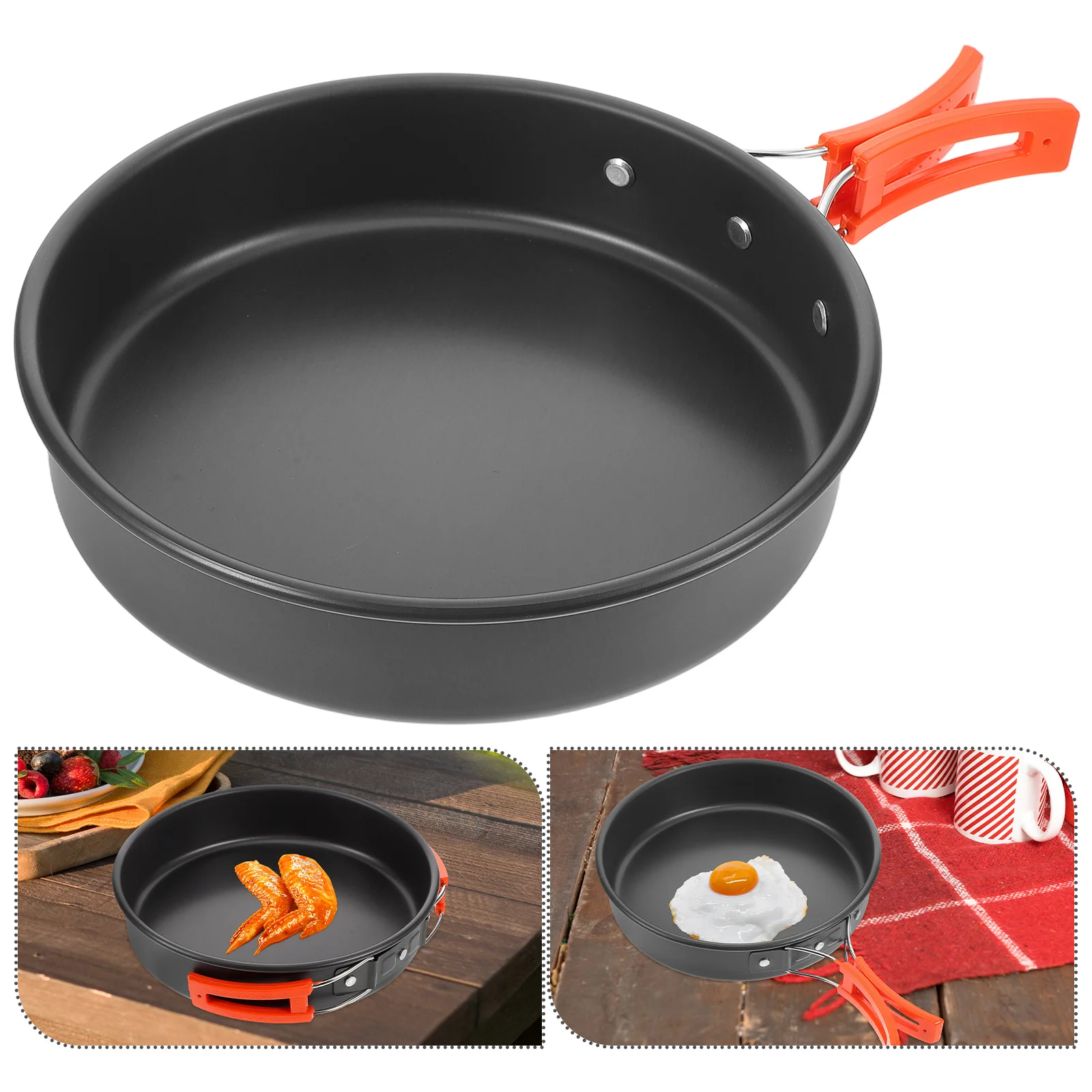 

1pc Lightweight Aluminum Alloy Nonstick Camping Frying Pan Portable Outdoor Cooking Pot For Hiking Foldable Small Pan Boil