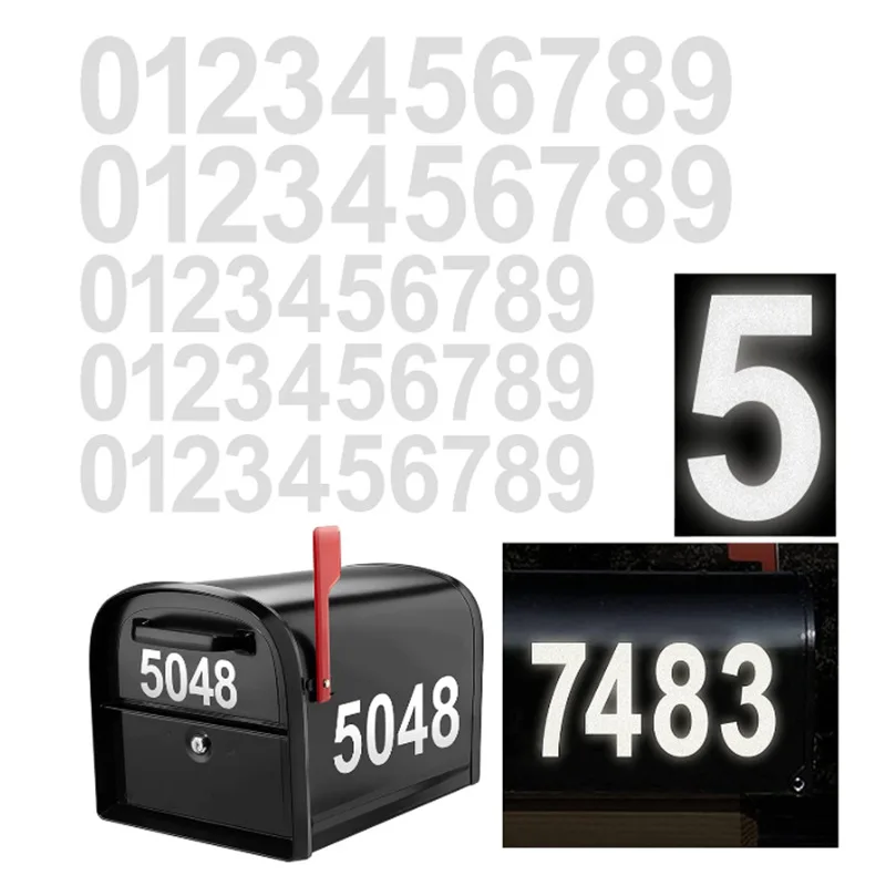 Car License Plate Reflective Digital Label, Stickers Mailbox Mailbox Closet Garage Reflective Digital Stickers Label