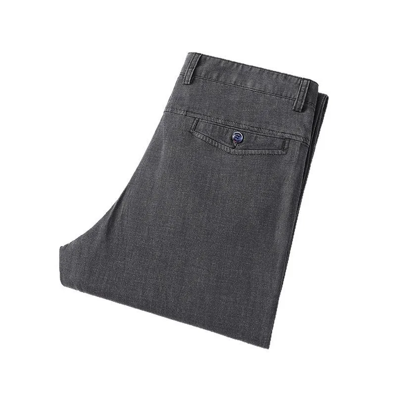 Classic Style Summer Men's Thin Straight Leg Business Jeans 2026 New Fashion Casual Stretch Denim Trousers Blue Male  Pants