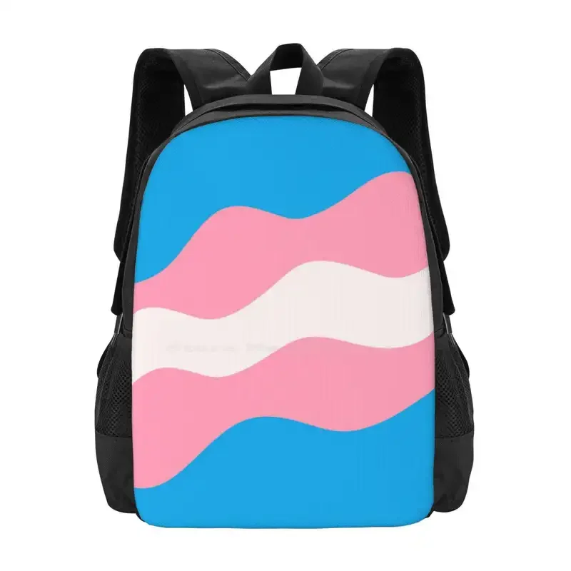 

Wavy Trans Flag Hot Sale Schoolbag Backpack Fashion Bags Transsexual Pride Lgbtqia Queer