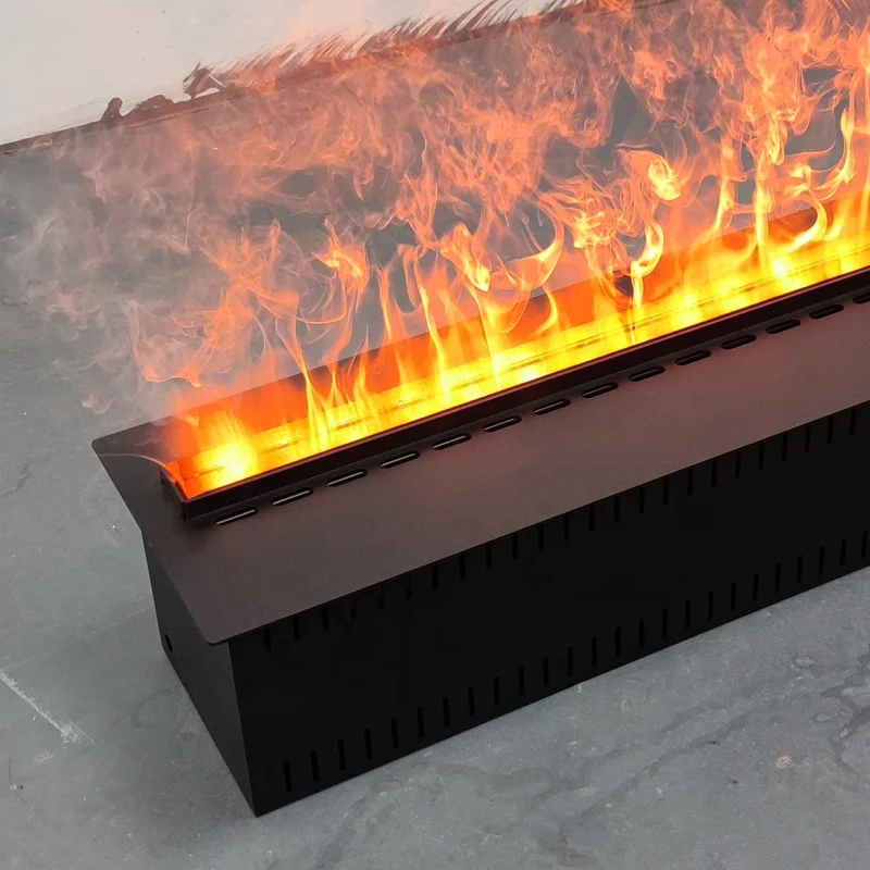 Electric 3-Sided Hotel Fire Place Heater Wall Recessed 3D Water Vapor Fireplace With Remote Control For Household Use