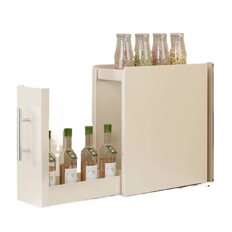Countertop Pull-out Storage Rack, Narrow Dustproof Wrought Iron Rack, Seasoning Finishing