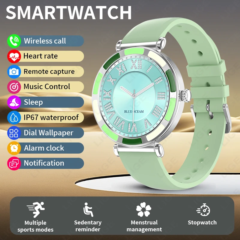 

LIGE New Fashion Smart Watch Ladies 360*360 HD Full Touch Screen Female Health Monitor Bluetooth Call Watches Smartwatch Women