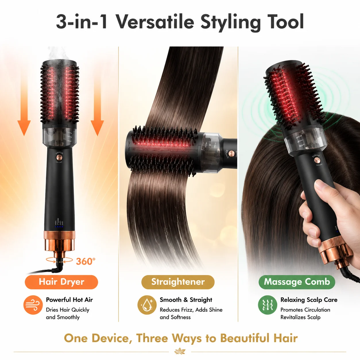 Hot Comb Women ’s Styling Hair Straighteners Crimper Hair Iron Red Light Steam Electric Hair Straightener Straightening Brush - view 3