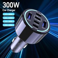300W Car Charger 140W Fast Charging PD3.1 QC4.0 USB Type-C Phone Charger For MacBook iPhone 16 15 Samsung Xiaomi Laptops Tablets