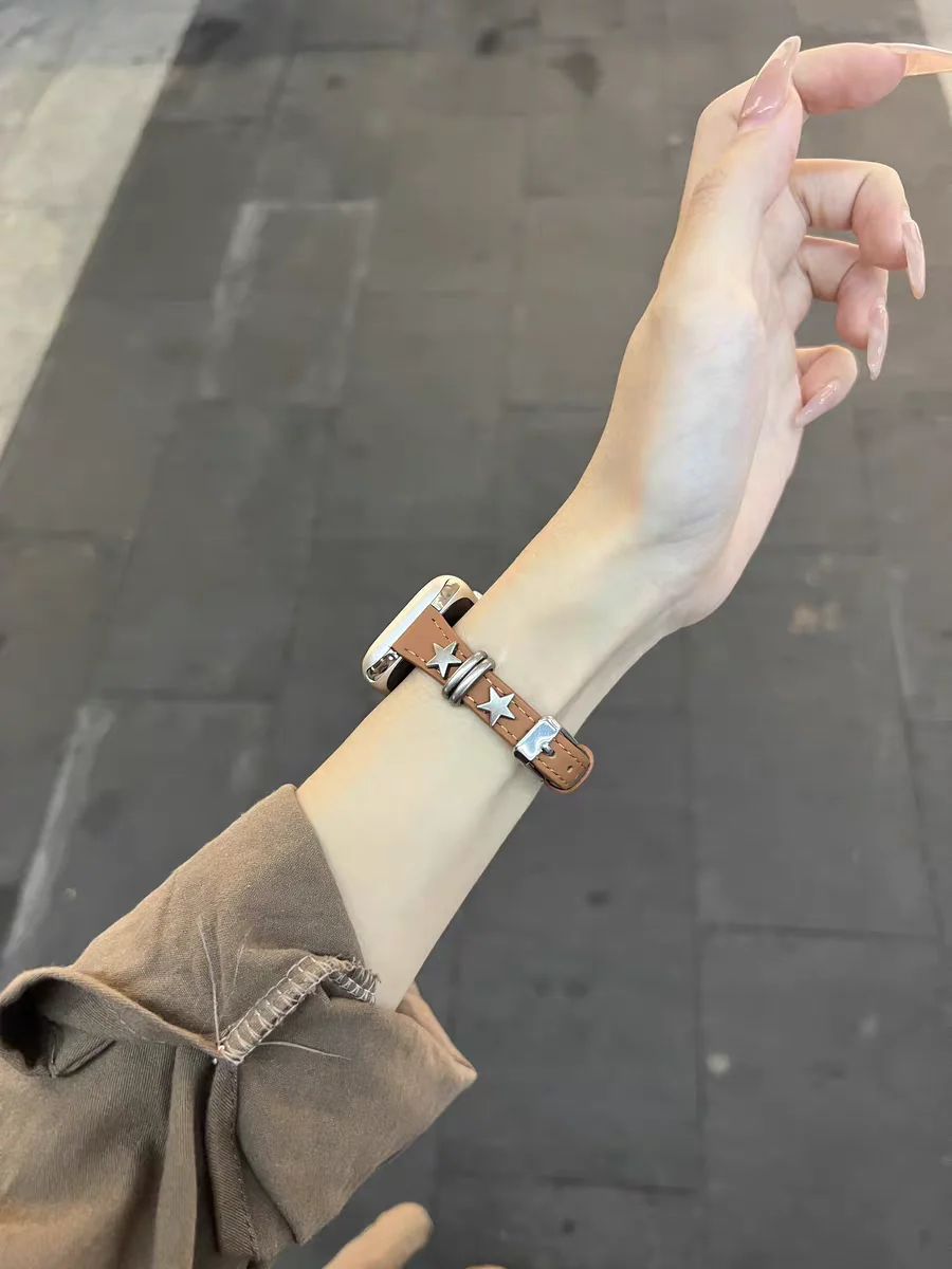 Retro punk strap suitable for Apple Watch band series Ultra 10/9/8/7/6/5/4/3/2/1 SE leather loop 38mm 40mm 41mm 42mm 44mm 45mm image 6
