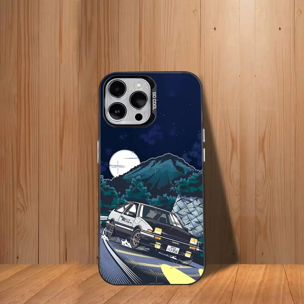 حافظة هاتف I-Initials D Anime لهاتف iPhone 17,16,15,14,13,12,11,Mini,Pro,SE,MAX غطاء أبيض غير لامع مقاوم للصدمات